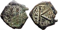 Ancient Coins - Justin II & Sophia  AE20 1/2 follis Thessalonica