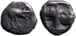Ancient Coins - Thraco-Macedonian. Uncertain Mint. AR6 Obol. Horse standing / Incuse