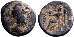 Ancient Coins - Phrygia, Philomelion AE20 Mên / Zeus seated left on throne