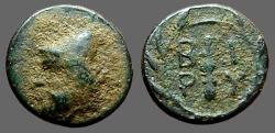Ancient Coins - Troas, Birytis AE11 Kabeiros w. pileos / Club in wreath 