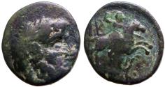 Ancient Coins - Pisidia, Isinda AE18 Zeus / horseman hurling spear