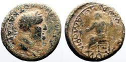 Ancient Coins - Vespasian AE19 Phrygia, Amorium. Zeus seated on throne