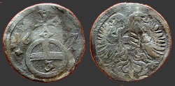 World Coins - German States, Silesia AR15 (3) Pfennig. Eagle w. shield / Globus Cruciger. 1697