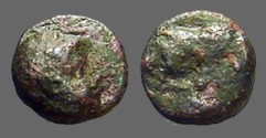 Ancient Coins - Ionia, Phygela AE10 Head of Artemis Munychia right. /  Bull butting right.