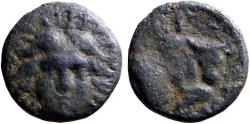 Ancient Coins - Phrygia, Kibyra AE14.5 radiate Helios / forepart Bull