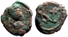 Ancient Coins - Anastasius I AE9 Nummus.  Monogram.  Constantinople