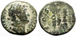 Ancient Coins - Hadrian AE16 Semis. Aquila between two signa. Rome