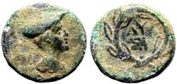 Ancient Coins - Thrace, Lysimacheia AE10 Hermes / ΛY - ΣI in wreath