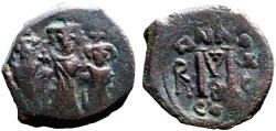 Ancient Coins - Heraclius, Martina & Heraclius Constantine AE22 Follis. Constantinople