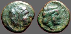 Ancient Coins - Sicily, Hiimera.  Thermai Himerensis AE15  Hd. of Hera / Herakles