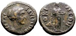 Ancient Coins - Faustina II AE18 Phrygia. Dokimeion. Hygieia feeding serpent