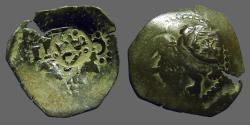World Coins - Spain. early AE25 Maravedis w. many interesting countermarks