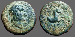 Ancient Coins - Cilicia, Seleukeia ad Calycadnum,.AE19 Apollo / forepart of Horse