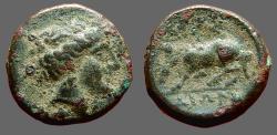 Ancient Coins - Thessaly, Larissa  Æ15 Nymph Larissa / Horse grazing.  Rare