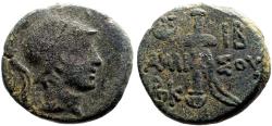 Ancient Coins - Pontos, Amisos AE21 helmeted Athena / Sword in sheath