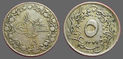 World Coins - Egypt 5/10 Qirsh  Copper Nickel 1910.  20mm