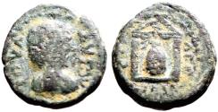 Ancient Coins - Julia Domna AE12 Pamphylia, Perge.  Cult statue of Artemis in temple