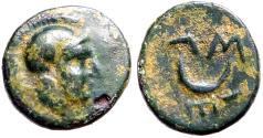 Ancient Coins - Troas, Sigeion AE10.5 Helmeted Athena / Crescent