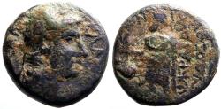 Ancient Coins - Claudius AE18  Phrygia, Cadi. Zeus