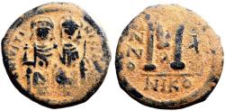 Ancient Coins - Justin II and Sophia AE28 Follis. Nicomedia