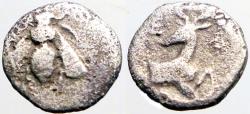 Ancient Coins - Ionia, Ephesos Obol AR9  Bee / forepart Stag