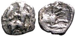 Ancient Coins - Lycaonia, Laranda AR10 Obol.  Ba'al / Wolf