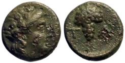 Ancient Coins - Aeolis, Temnos AE11.5 Apollo / Grape bunch