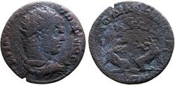 Ancient Coins - Caracalla AE25 Phrygia, Laodicea ad Lycum. Wolf and boar