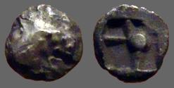 Ancient Coins - Ionia, Phokaia or Teos AR Tetartemorion.  Griffin Head / Incuse