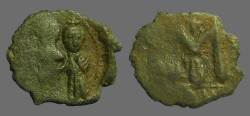 Ancient Coins - Heraclius & Heraclius Constantine AE follis.  Constantinople.