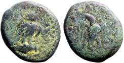 Ancient Coins - Phrygia, Synnada AE15 Roman Eagle / Owl on overturned amphora