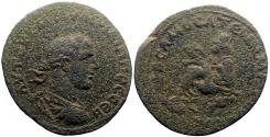 Ancient Coins - Philip II AE33 Commagene, Samosata. Tyche w. eagle and River God Euphrates