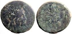 Ancient Coins - Ionia, Smyrna AE24 Apollo / Homer seated