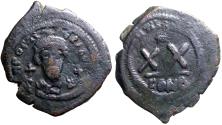 Ancient Coins - Phocas AE25 half follis.  Constantinople