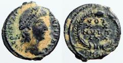 Ancient Coins - Constantius II AE4 Vows in wreath. VOT/XX/MVLT/XXX.