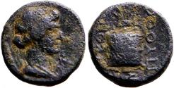 Ancient Coins - Phrygia, Laodicea ad Lycum AE13 Apollo / Altar w. headdress of Isis