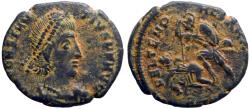 Ancient Coins - Constantius II AE17 soldier spearing fallen horseman left