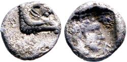 Ancient Coins - Troas, Kebren AR7 Obol. Apollo / Ram