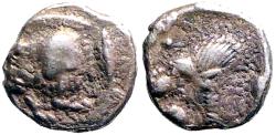 Ancient Coins - Mysia, Kyzikos AR7 Hemiobol.  Boar / Lion