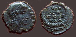 Ancient Coins - Constans as Augustus AE4 Vows in wreath.  heraclea?