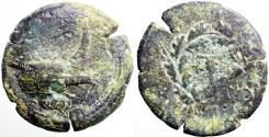 Ancient Coins - Mysia, Kyzikos AE28 Galley Prow / monogram in wreath