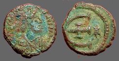Ancient Coins - Justinian I AE Pentanummium, E, cross at center