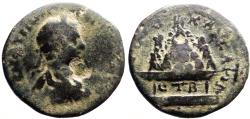 Ancient Coins - Severus Alexander AE28 Cappadocia, Caesarea. Mount Argaeus placed on inscribed tablet