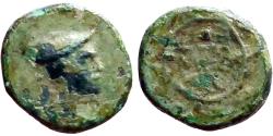 Ancient Coins - Thrace, Lysimacheia AE11 Hermes / ΛY - ΣI in wreath