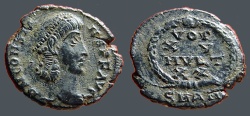 Ancient Coins - Constans AE4, Vows in wreath, VOT/XV/MVLT/X X   Antioch Turkey. 