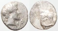 Ancient Coins - Troas, Kebren AR7 Obol. Apollo / Ram