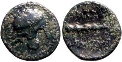 Ancient Coins - Kings of Macedon. Kassander AE12 Chalkidian Helmet / Club