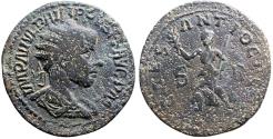 Ancient Coins - Philip II Caesar AE26 Antiochia, Pisidia. Pax holding branch and scepter