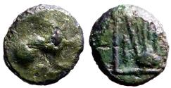 Ancient Coins - Ionia, Teos AE10 Griffin seated / Lyre within border