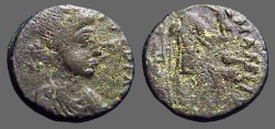 Ancient Coins - Honorius AE14, VRBS ROMA FELIX. Roma holding Victory.  